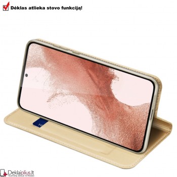 Dux Ducis dirbtinės odos atverčiamas dėklas - auksinės spalvos (Samsung S23)